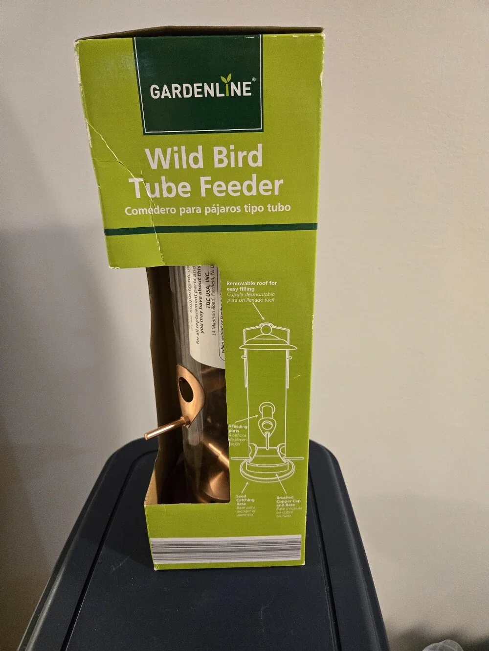 Gardenline Copper Finish Wild Bird Tube Feeder - Copper